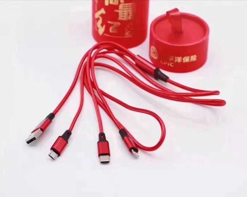 3.5mm Electroplated Three In One 3 In 1 Magnetic Data Cable 5V 2.4A