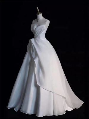 Customizable Romantic White Evening Dress For Wedding