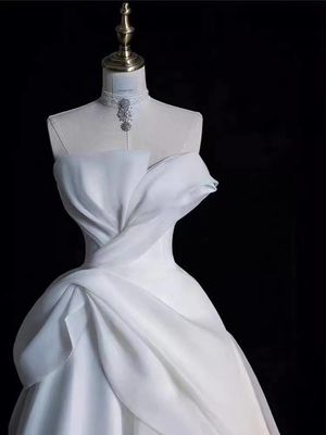 White Fitted Evening Dress With Embellished Shawl
