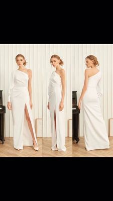 Zipper Romantic Strapless Gown with Boat Neck Design